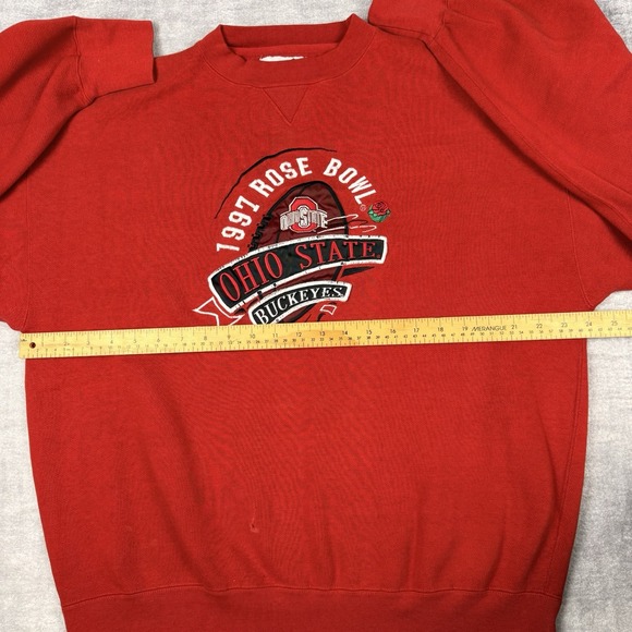 VTG Ohio State Buckeyes Sweatshirt Mens XL Red 1997 Rose Bowl All Embroidered - Picture 11 of 14